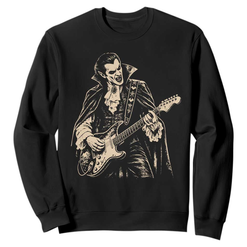 Vintage Vampire Playing Guitar Halloween Sweatshirt Rock Music Lover