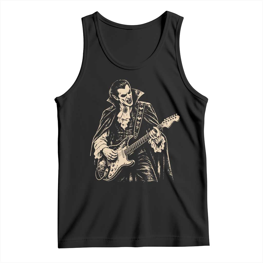 Vintage Vampire Playing Guitar Halloween Tank Top Rock Music Lover