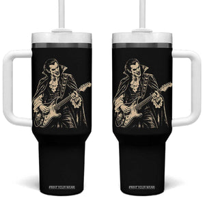 Vintage Vampire Playing Guitar Halloween Tumbler With Handle Rock Music Lover