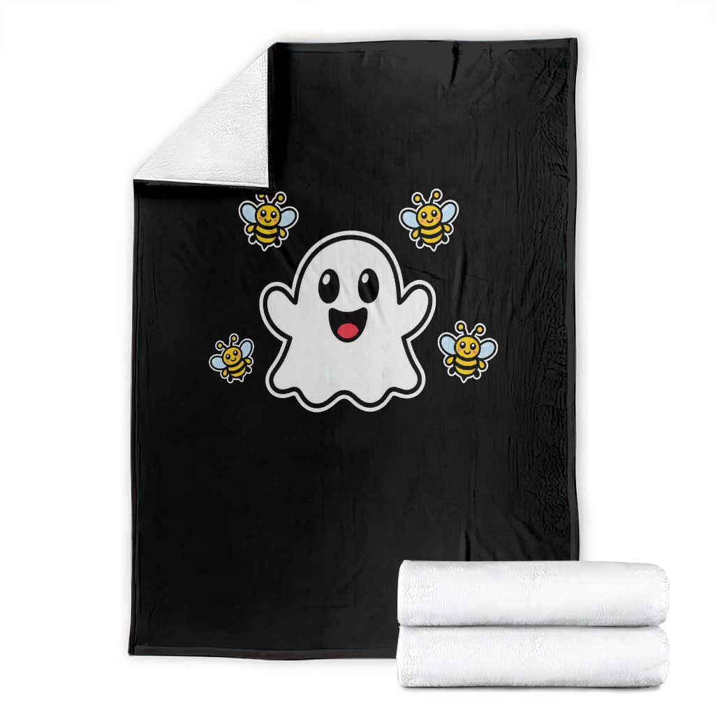 Funny Ghost Boo Bees Halloween Throw Blanket Wordplay Humor