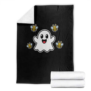 Funny Ghost Boo Bees Halloween Throw Blanket Wordplay Humor
