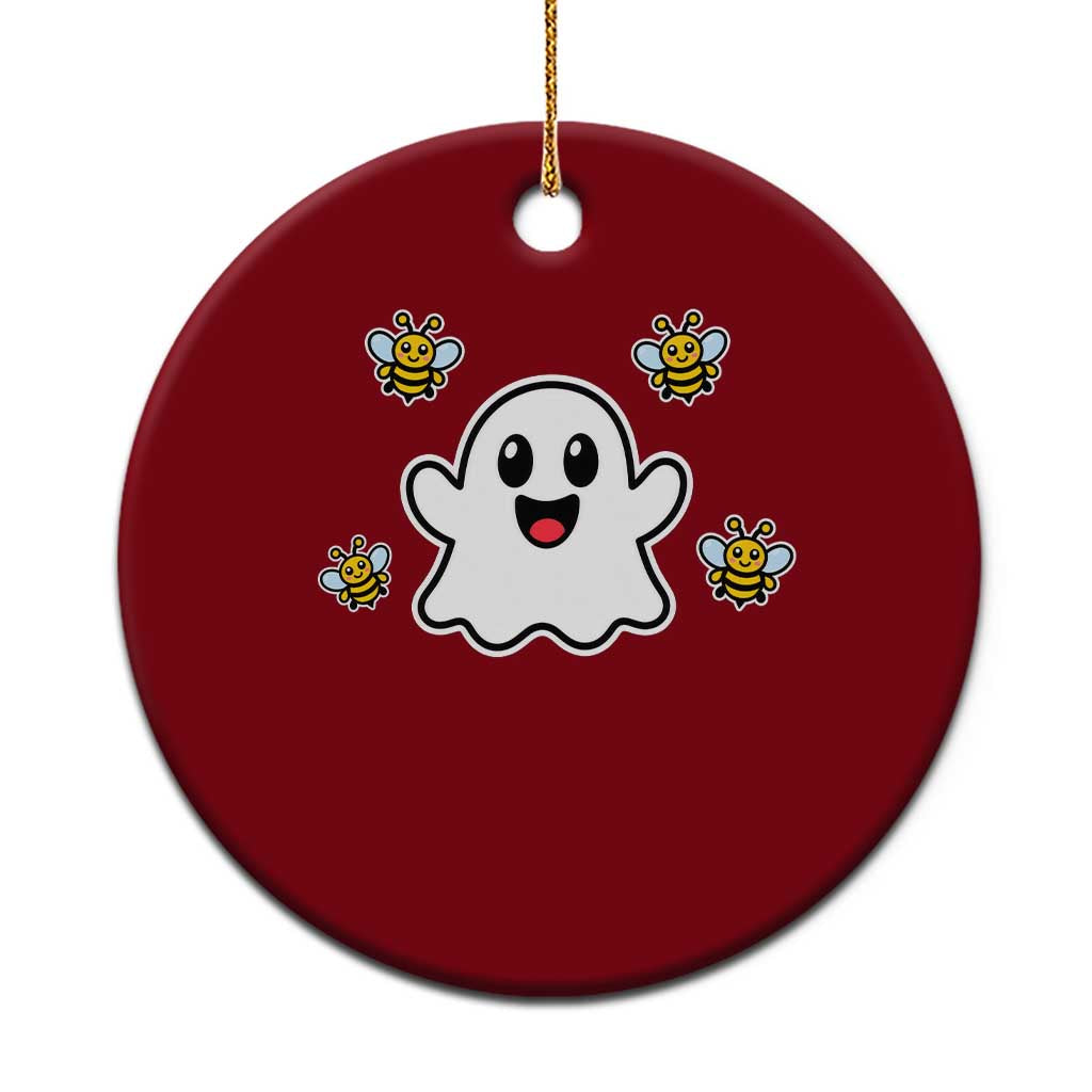 Funny Ghost Boo Bees Halloween Ceramic Ornament Wordplay Humor