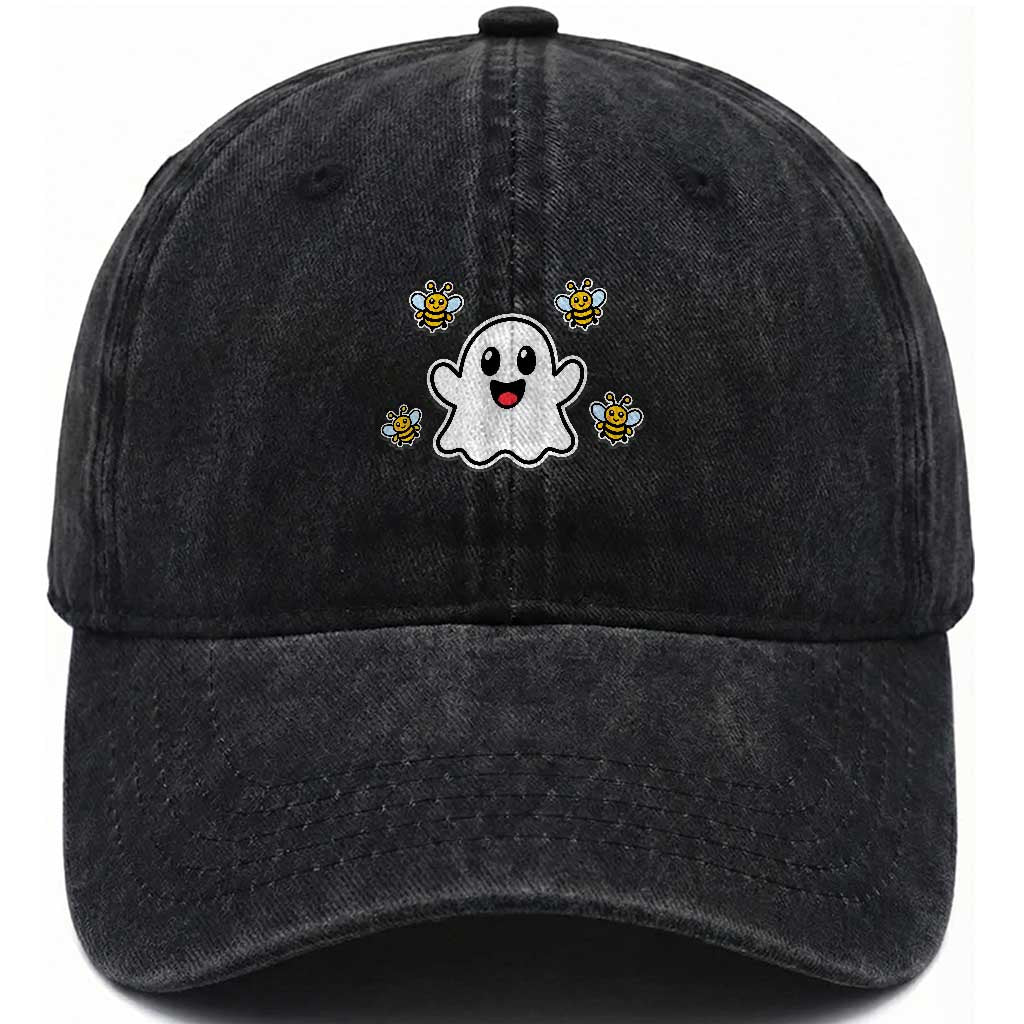 Funny Ghost Boo Bees Halloween Washed Cotton Baseball Cap Wordplay Humor