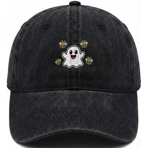 Funny Ghost Boo Bees Halloween Washed Cotton Baseball Cap Wordplay Humor