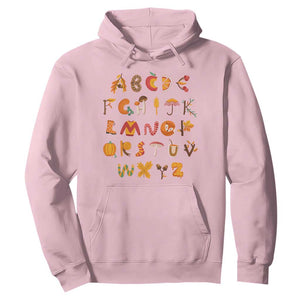 Funny Kindergarten Teacher Hoodie Thanksgiving Alphabet Learning Autumn Season TS11 Light Pink Print Your Wear