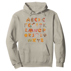 Funny Kindergarten Teacher Hoodie Thanksgiving Alphabet Learning Autumn Season TS11 Sand Print Your Wear