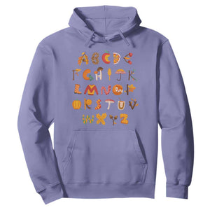 Funny Kindergarten Teacher Hoodie Thanksgiving Alphabet Learning Autumn Season TS11 Violet Print Your Wear