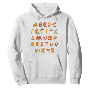 Funny Kindergarten Teacher Hoodie Thanksgiving Alphabet Learning Autumn Season TS11 White Print Your Wear