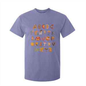 Funny Kindergarten Teacher T Shirt For Kid Thanksgiving Alphabet Learning Autumn Season TS11 Violet Print Your Wear