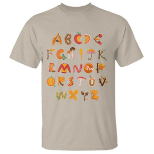 Funny Kindergarten Teacher T Shirt Thanksgiving Alphabet Learning Autumn Season TS11 Sand Print Your Wear