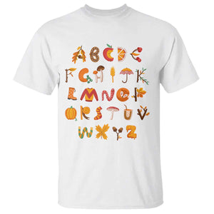 Funny Kindergarten Teacher T Shirt Thanksgiving Alphabet Learning Autumn Season TS11 White Print Your Wear