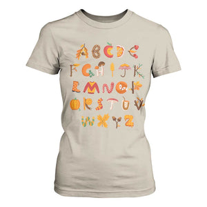 Funny Kindergarten Teacher T Shirt For Women Thanksgiving Alphabet Learning Autumn Season TS11 Sand Print Your Wear