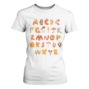 Funny Kindergarten Teacher T Shirt For Women Thanksgiving Alphabet Learning Autumn Season TS11 White Print Your Wear