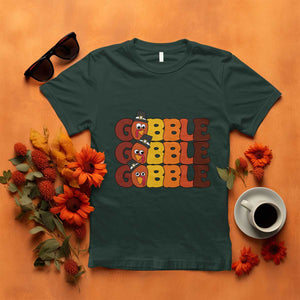 Funny Thanksgiving Tukey Gobble T Shirt TS11 Dark Forest Green Print Your Wear