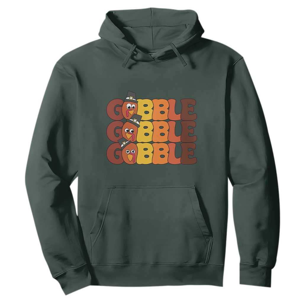Funny Thanksgiving Tukey Gobble Hoodie TS11 Dark Forest Green Print Your Wear