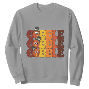 Funny Thanksgiving Tukey Gobble Sweatshirt TS11 Sport Gray Print Your Wear