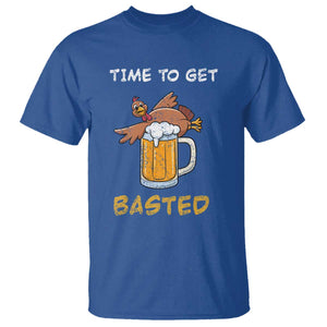 Funny Thanksgiving Beer T Shirt Time To Get Basted Vintage Turkey TS11 Royal Blue Print Your Wear