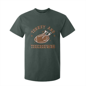 Thanksgiving Football T Shirt For Kid Turkey And Touchdowns Vintage American Football TS11 Dark Forest Green Print Your Wear