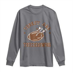 Thanksgiving Football Long Sleeve Shirt Turkey And Touchdowns Vintage American Football TS11 Charcoal Print Your Wear