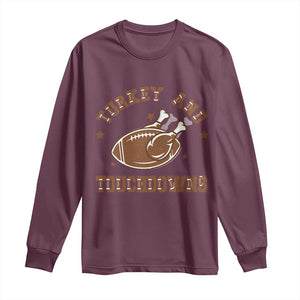 Thanksgiving Football Long Sleeve Shirt Turkey And Touchdowns Vintage American Football TS11 Maroon Print Your Wear