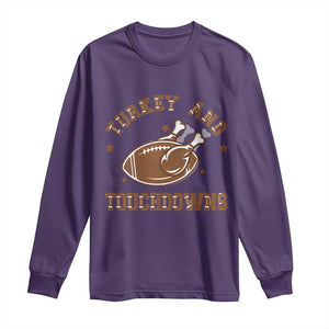 Thanksgiving Football Long Sleeve Shirt Turkey And Touchdowns Vintage American Football TS11 Purple Print Your Wear