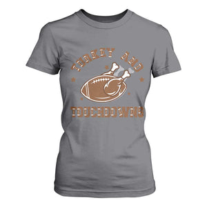 Thanksgiving Football T Shirt For Women Turkey And Touchdowns Vintage American Football TS11 Charcoal Print Your Wear