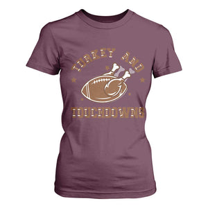 Thanksgiving Football T Shirt For Women Turkey And Touchdowns Vintage American Football TS11 Maroon Print Your Wear