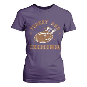 Thanksgiving Football T Shirt For Women Turkey And Touchdowns Vintage American Football TS11 Purple Print Your Wear