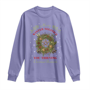 Merry Winter Solstice You Thieving Christian Bastards Long Sleeve Shirt Yule Pentagram TS11 Violet Print Your Wear