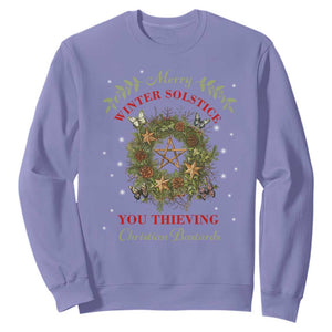 Merry Winter Solstice You Thieving Christian Bastards Sweatshirt Yule Pentagram TS11 Violet Print Your Wear