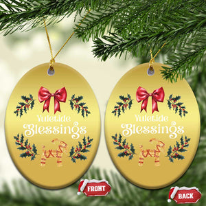 Yuletide Blessings Christmas Ornament Yule Goat Winter Solstice Christmas Wreath TS11 Oval Gold Print Your Wear