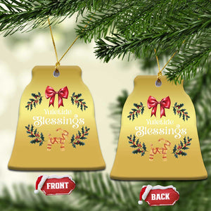 Yuletide Blessings Christmas Ornament Yule Goat Winter Solstice Christmas Wreath TS11 Bell Flake Gold Print Your Wear