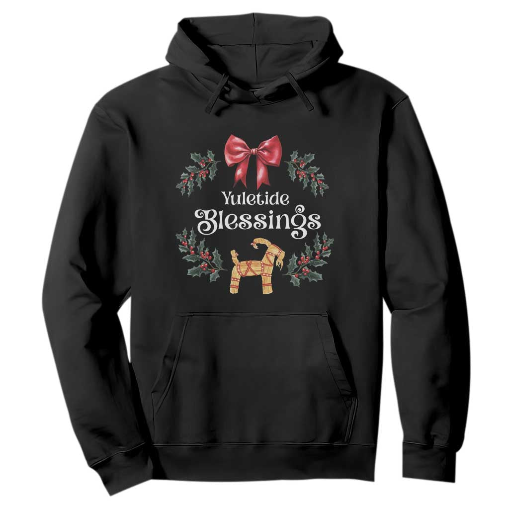 Yuletide Blessings Hoodie Yule Goat Winter Solstice Christmas Wreath TS11 Black Print Your Wear