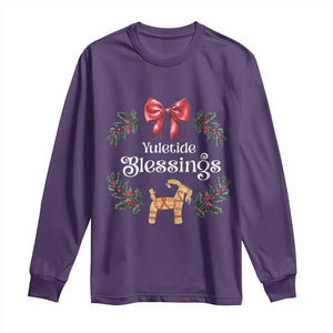 Yuletide Blessings Long Sleeve Shirt Yule Goat Winter Solstice Christmas Wreath TS11 Purple Print Your Wear