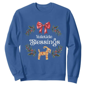 Yuletide Blessings Sweatshirt Yule Goat Winter Solstice Christmas Wreath TS11 Royal Blue Print Your Wear