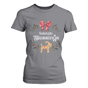 Yuletide Blessings T Shirt For Women Yule Goat Winter Solstice Christmas Wreath TS11 Charcoal Print Your Wear