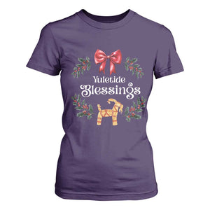 Yuletide Blessings T Shirt For Women Yule Goat Winter Solstice Christmas Wreath TS11 Purple Print Your Wear