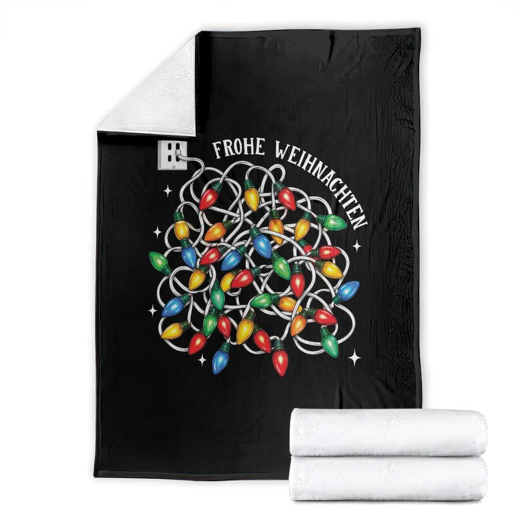 Funny German Christmas Throw Blanket Frohe Weihnachten Messy Xmas Lights