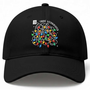 Funny German Christmas Baseball Cap Frohe Weihnachten Messy Xmas Lights