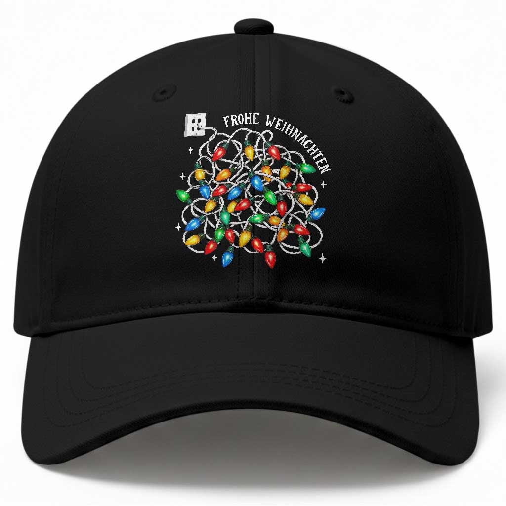 Funny German Christmas Baseball Cap Frohe Weihnachten Messy Xmas Lights