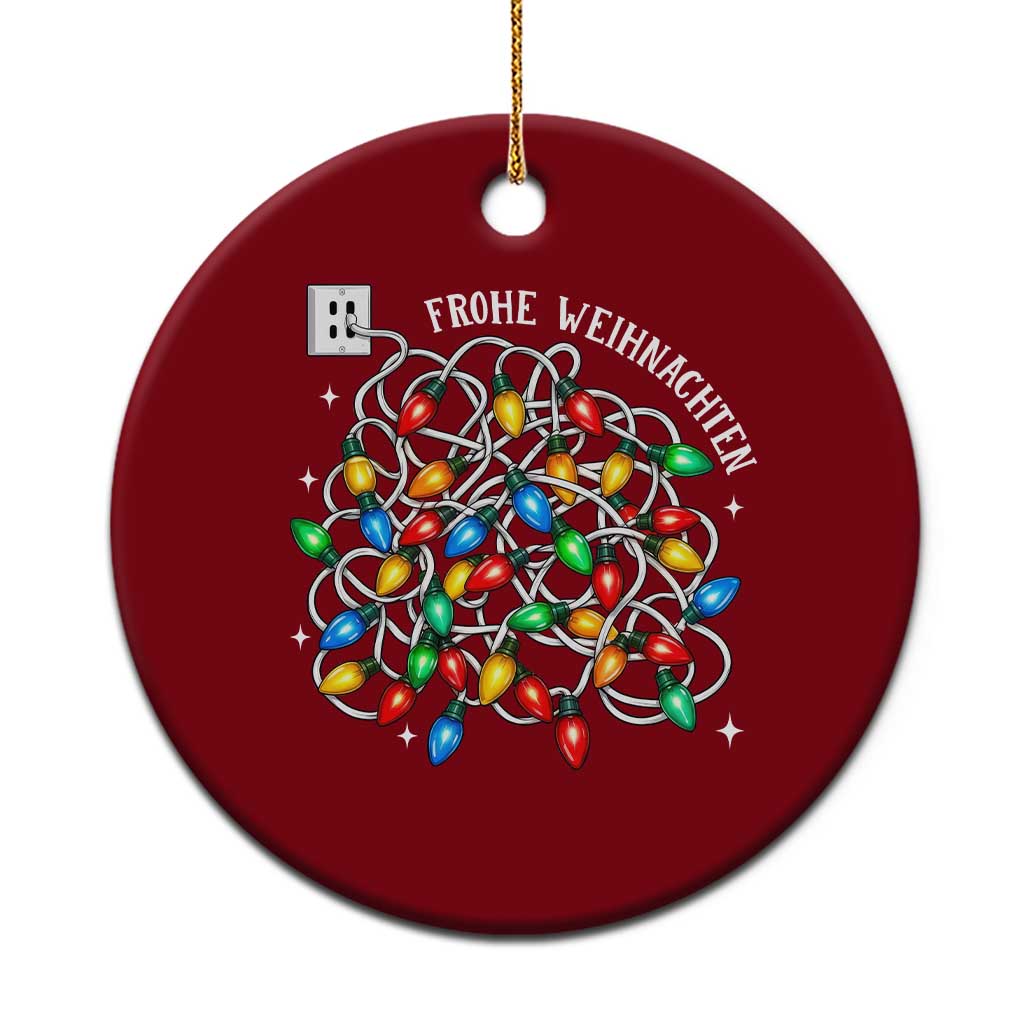 Funny German Christmas Ceramic Ornament Frohe Weihnachten Messy Xmas Lights