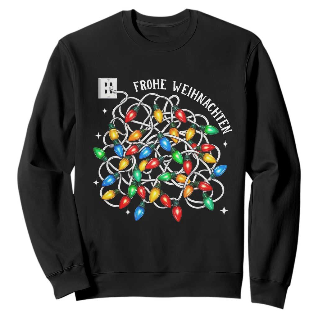 Funny German Christmas Sweatshirt Frohe Weihnachten Messy Xmas Lights