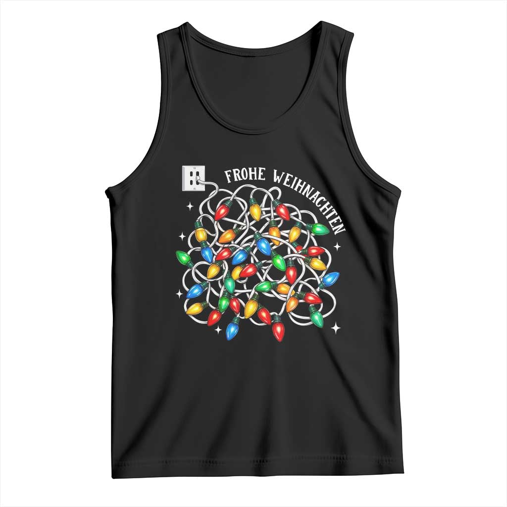 Funny German Christmas Tank Top Frohe Weihnachten Messy Xmas Lights