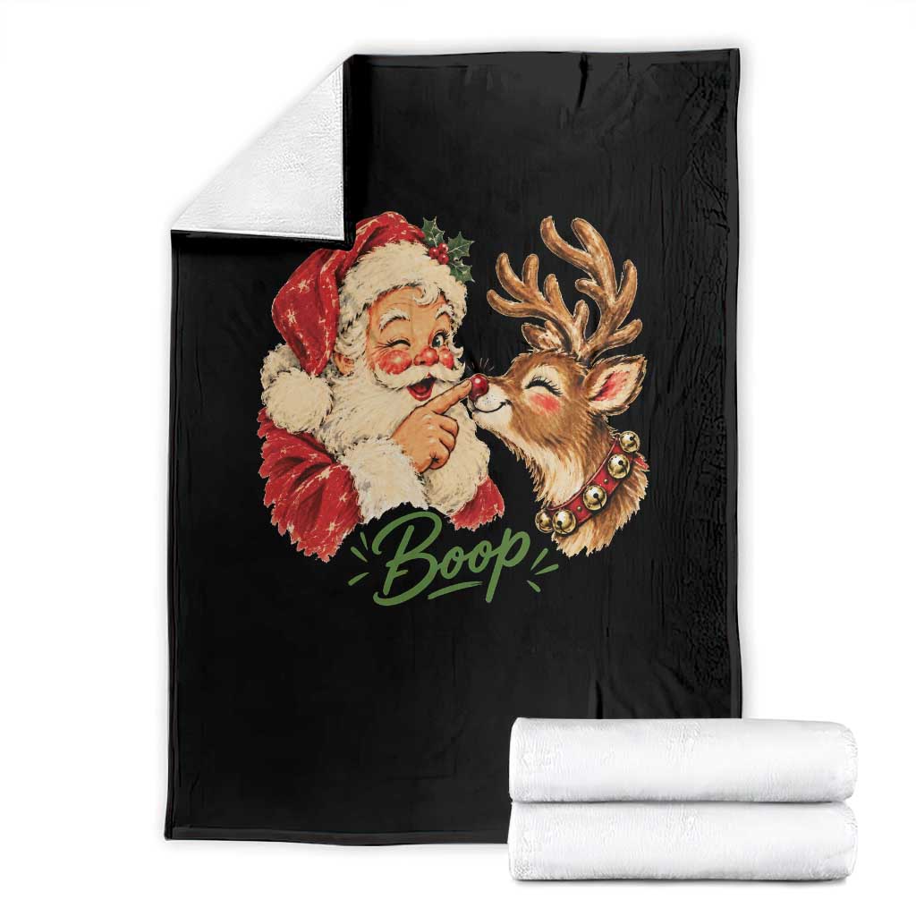 Retro Santa Boop Reindeer Nose Funny Nostalgic Christmas Throw Blanket