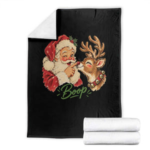 Retro Santa Boop Reindeer Nose Funny Nostalgic Christmas Throw Blanket