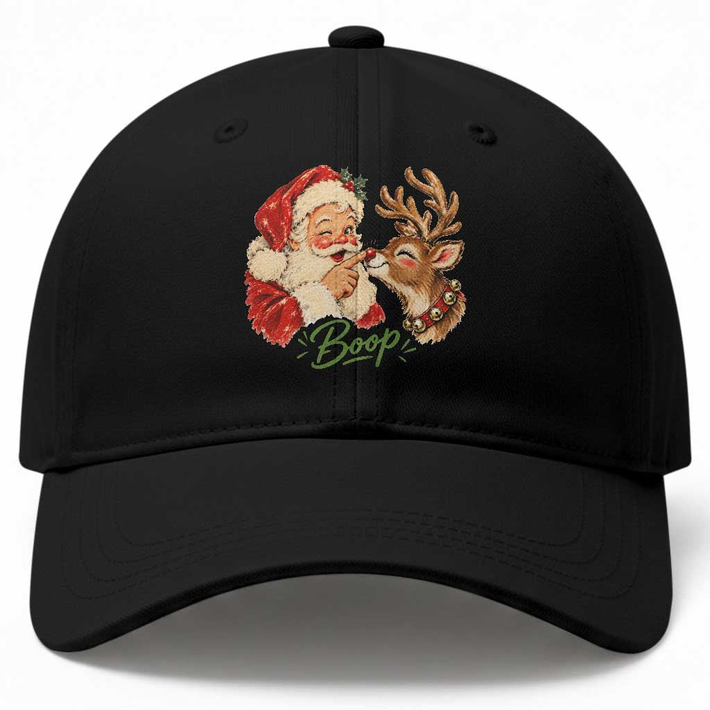 Retro Santa Boop Reindeer Nose Funny Nostalgic Christmas Baseball Cap