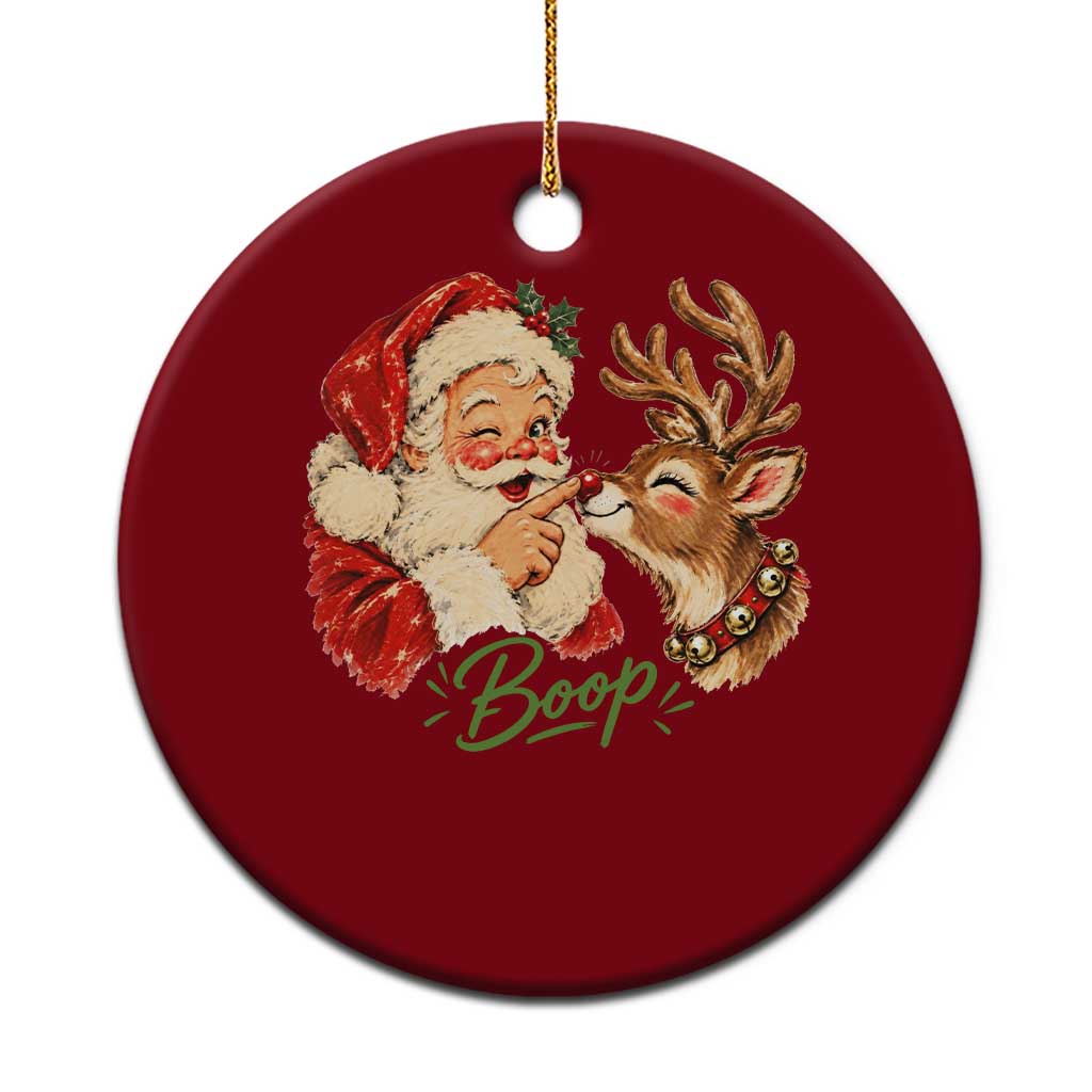 Retro Santa Boop Reindeer Nose Funny Nostalgic Christmas Ceramic Ornament