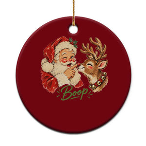 Retro Santa Boop Reindeer Nose Funny Nostalgic Christmas Ceramic Ornament