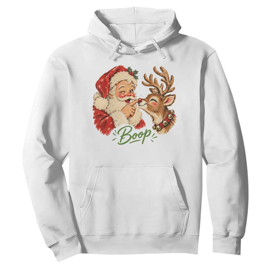 Retro Santa Boop Reindeer Nose Funny Nostalgic Christmas Hoodie