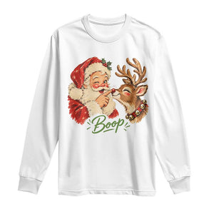Retro Santa Boop Reindeer Nose Funny Nostalgic Christmas Long Sleeve Shirt